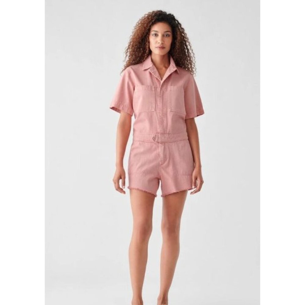 DL1961 hannah denim coverall romper in burnt coral size S